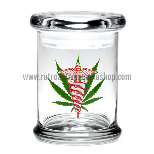 420 Science Medium Pop Top Jar - Medical Leaf - Retro Active Smoke Shop
