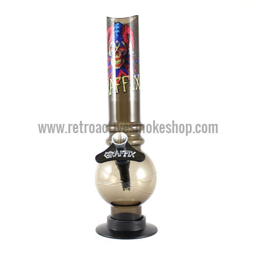 Graffix 10" Bubble Skinny Acrylic Waterpipe - Black - Retro Active Smoke Shop
