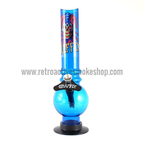 Graffix 10" Bubble Skinny Acrylic Waterpipe - Blue - Retro Active Smoke Shop
