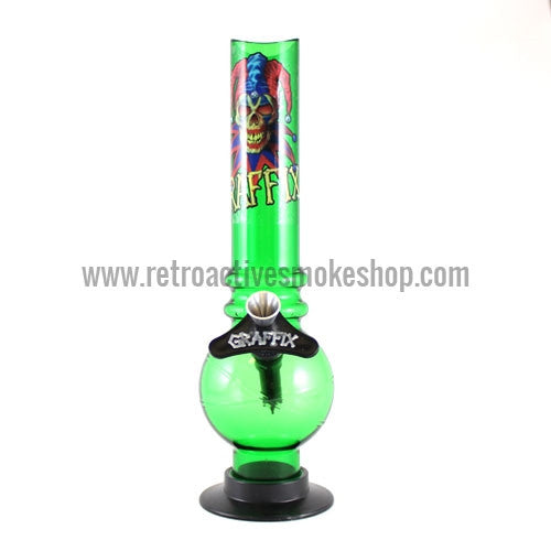 Graffix 10" Bubble Skinny Acrylic Waterpipe - Green - Retro Active Smoke Shop
