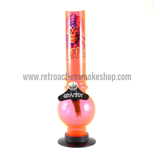 Graffix 10" Bubble Skinny Acrylic Waterpipe - Orange - Retro Active Smoke Shop
