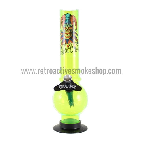 Graffix 10" Bubble Skinny Acrylic Waterpipe - Yellow - Retro Active Smoke Shop
