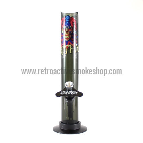 Graffix 10" Straight Skinny Acrylic Waterpipe - Black - Retro Active Smoke Shop
