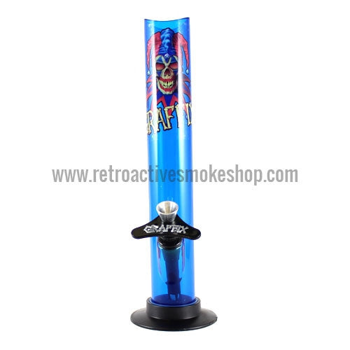 Graffix 10" Straight Skinny Acrylic Waterpipe - Blue - Retro Active Smoke Shop
