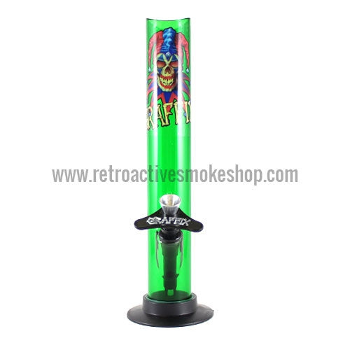 Graffix 10" Straight Skinny Acrylic Waterpipe - Green - Retro Active Smoke Shop
