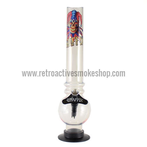 Graffix 12" Bubble Skinny Acrylic Waterpipe - Clear - Retro Active Smoke Shop
