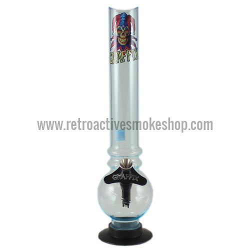 Graffix 12" Bubble Skinny Acrylic Waterpipe - Light Blue - Retro Active Smoke Shop
