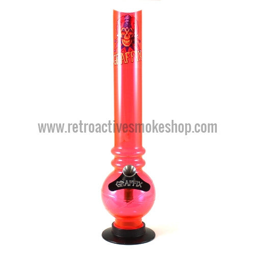 Graffix 12" Bubble Skinny Acrylic Waterpipe - Orange - Retro Active Smoke Shop
