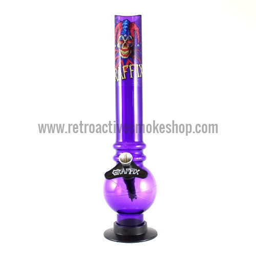 Graffix 12" Bubble Skinny Acrylic Waterpipe - Purple - Retro Active Smoke Shop
