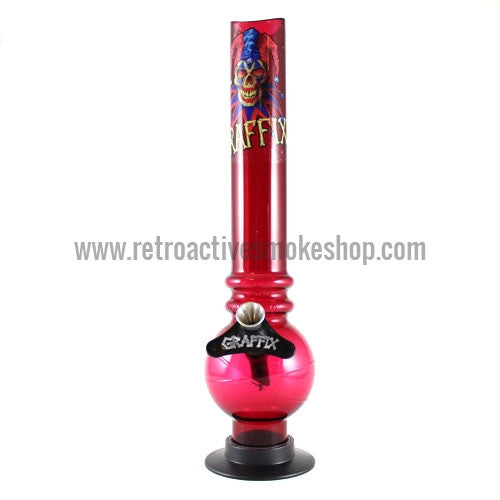 Graffix 12" Bubble Skinny Acrylic Waterpipe - Red - Retro Active Smoke Shop
