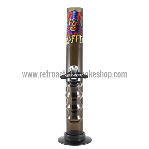 Graffix 12" Gripper Skinny Acrylic Waterpipe - Black - Retro Active Smoke Shop
