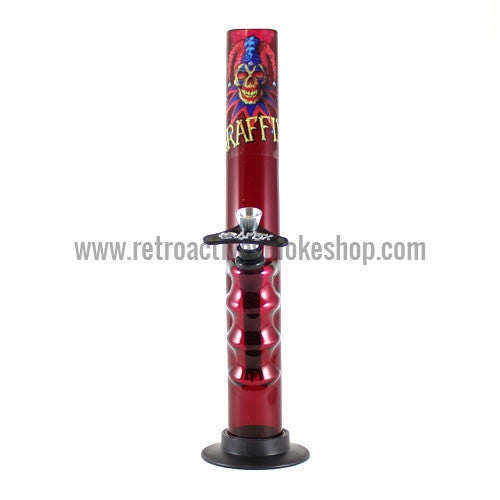 Graffix 12" Gripper Skinny Acrylic Waterpipe - Red - Retro Active Smoke Shop

