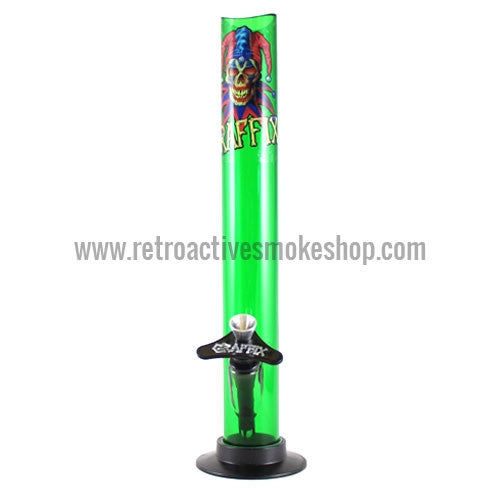 Graffix 12" Straight Skinny Acrylic Waterpipe - Green - Retro Active Smoke Shop
