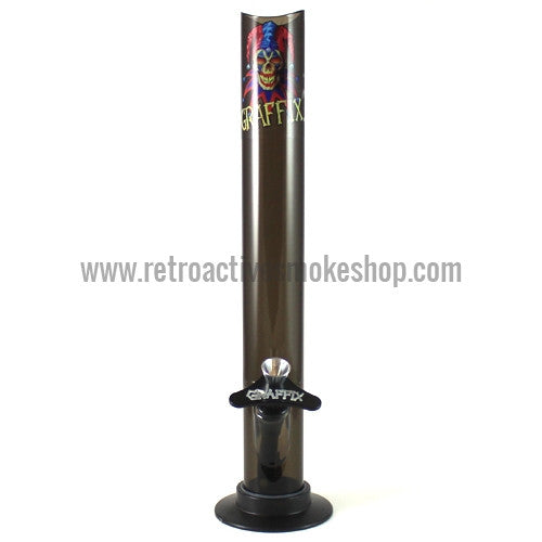 Graffix 12" Straight Skinny Acrylic Waterpipe - Black - Retro Active Smoke Shop

