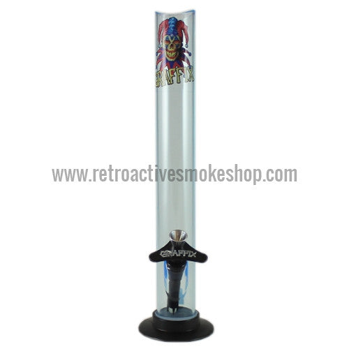 Graffix 12" Straight Skinny Acrylic Waterpipe - Light Blue - Retro Active Smoke Shop

