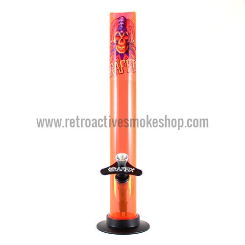 Graffix 12" Straight Skinny Acrylic Waterpipe - Orange - Retro Active Smoke Shop
