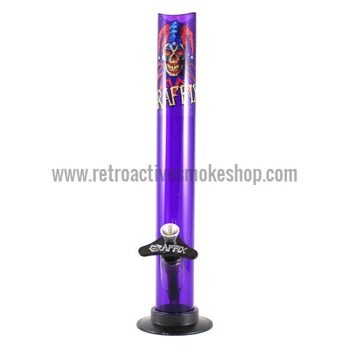 Graffix 12" Straight Skinny Acrylic Waterpipe - Purple - Retro Active Smoke Shop
