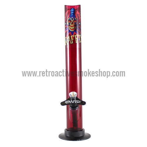Graffix 12" Straight Skinny Acrylic Waterpipe - Red - Retro Active Smoke Shop
