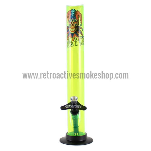 Graffix 12" Straight Skinny Acrylic Waterpipe - Yellow - Retro Active Smoke Shop
