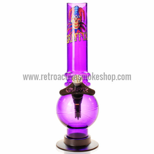 Graffix 10" Bubble Skinny Acrylic Waterpipe - Purple - Retro Active Smoke Shop
